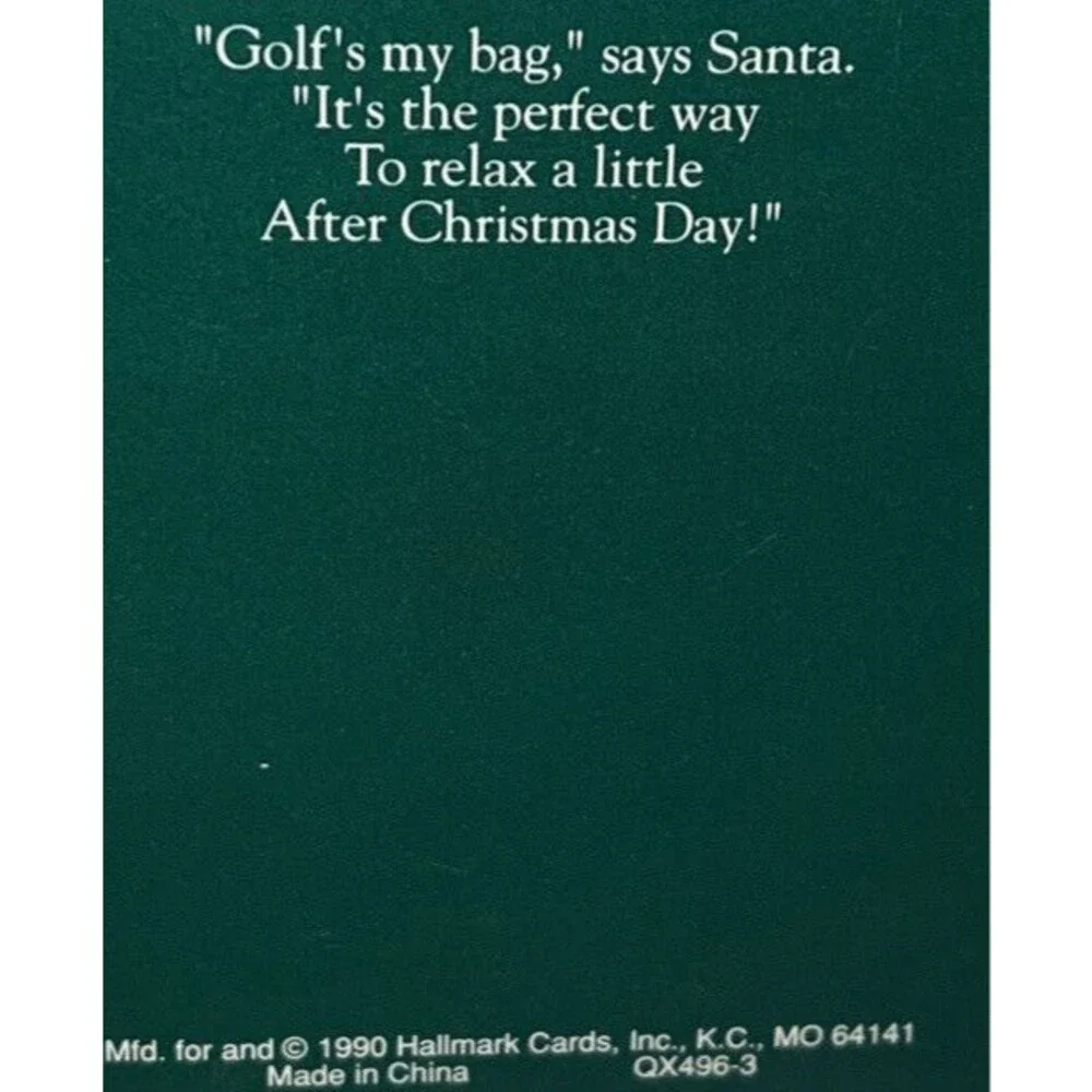 Golf's My Bag 1990 Santa's Says Golf Is A Perfect Way To Relax,Hallmark Ornament
